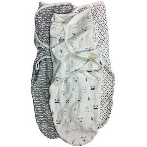 Kea Babies Newborn Soothe Swaddle Wrap Lot 3pc Gray White Unisex Cotton 0 3 Mos